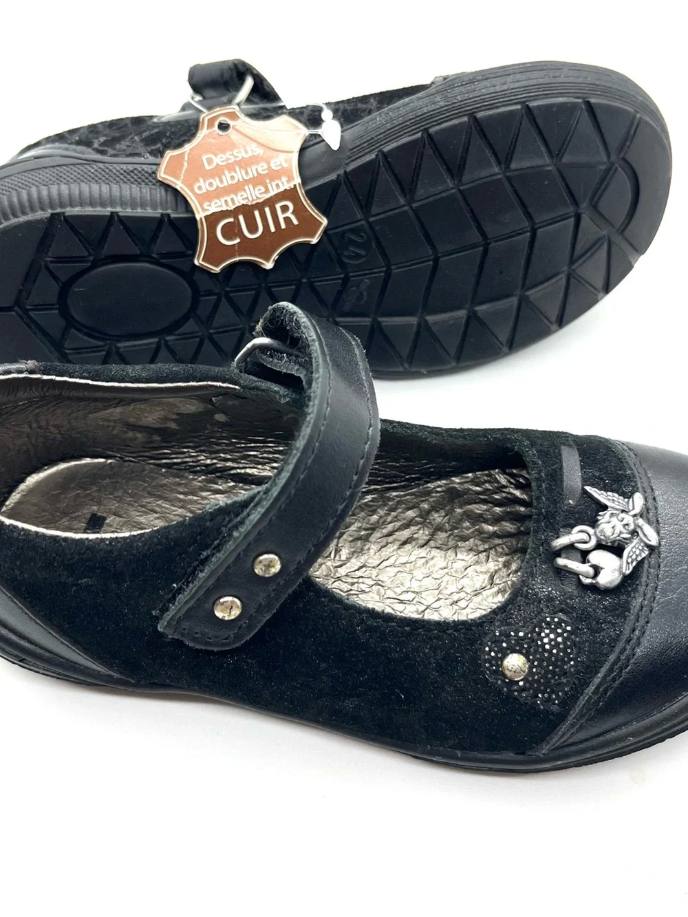 Toddler girls black leather maryjane from France US 8 NWT